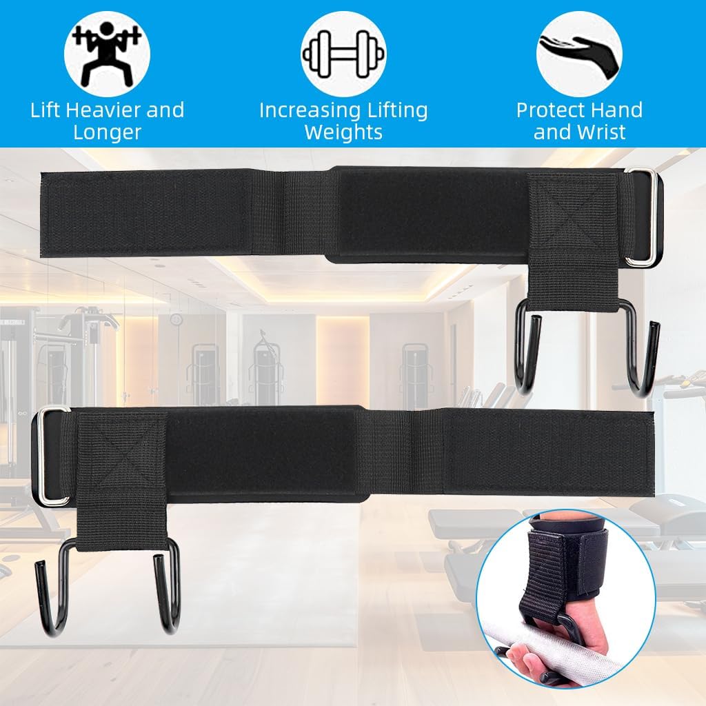 Weight Lifting Rod Hooks Wrist Support (Pair of 1)