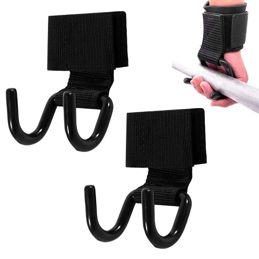 Weight Lifting Rod Hooks Wrist Support (Pair of 1)