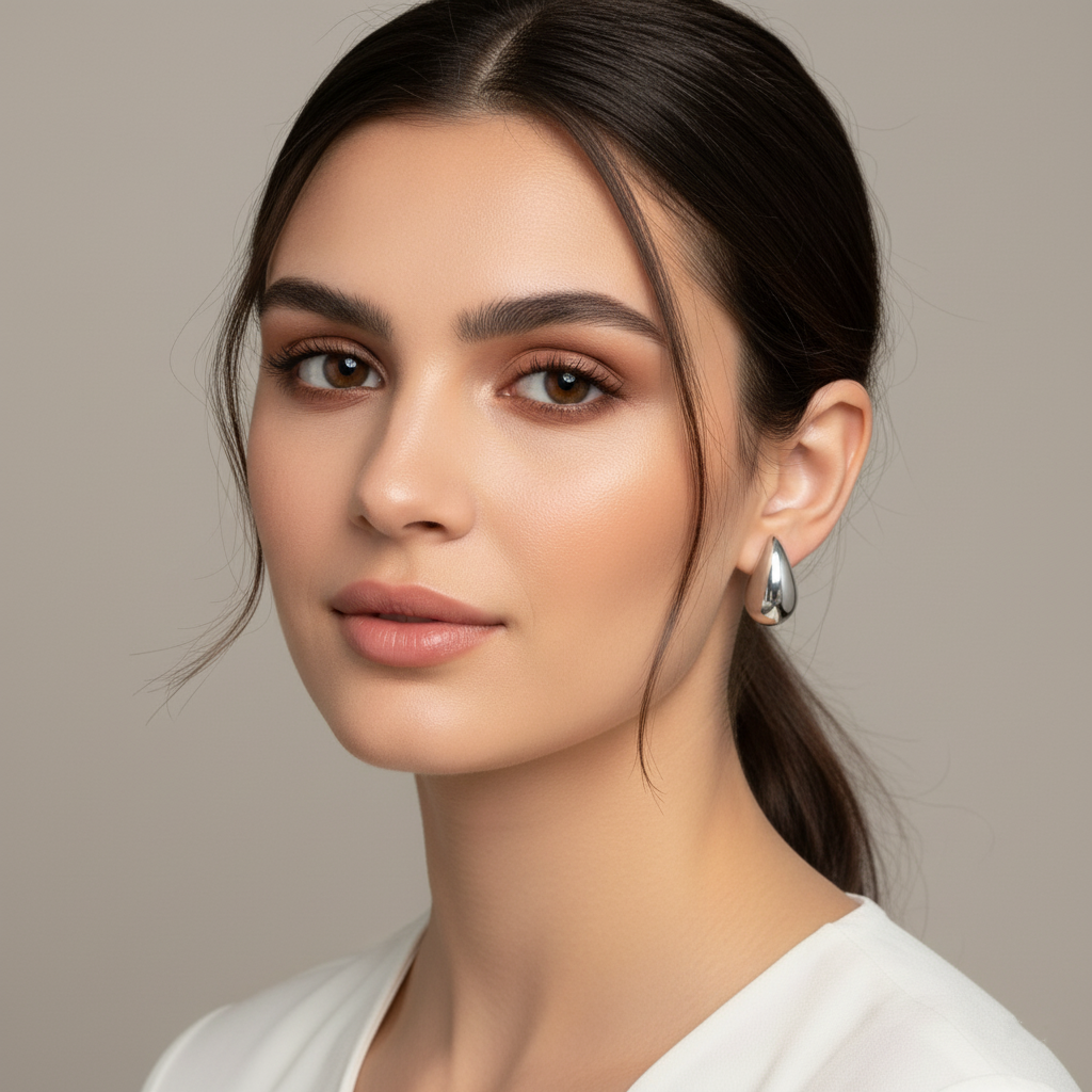 Silver Teardrop Stud Earrings – Bold Modern Minimalist Jewelry
